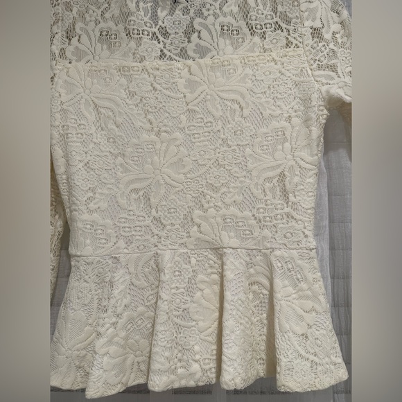 BEBE Peplum Long Sleeve Lace Top - Picture 8 of 8